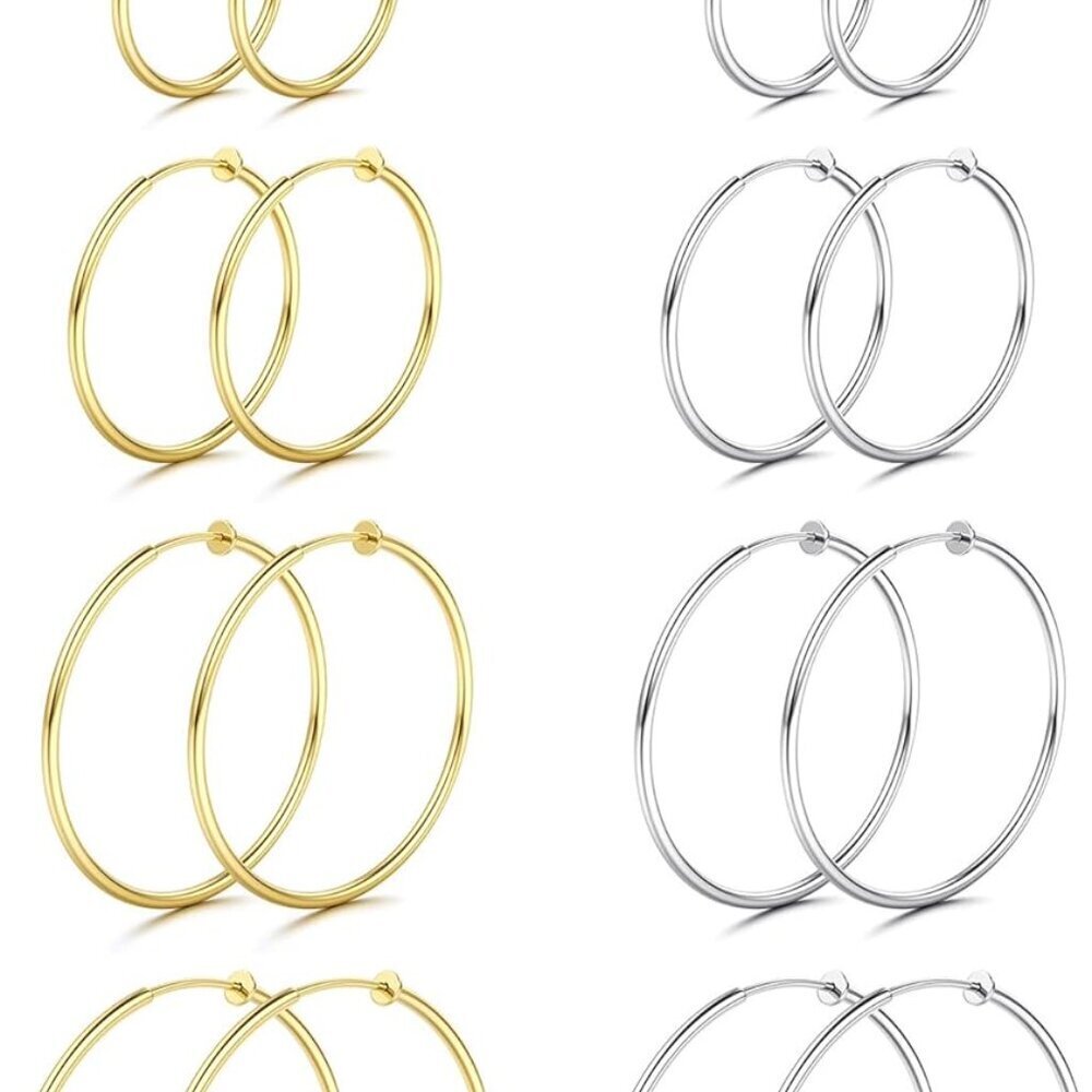 Stainless Steel Clip On Hoop Earrings Multiple Sizes Non-Pierced Women - Picture 7 of 7